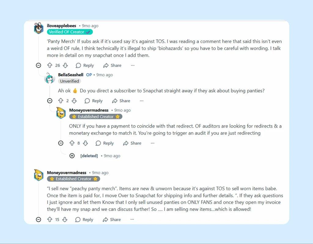 Комментарии о продаже физических товаров на Reddit