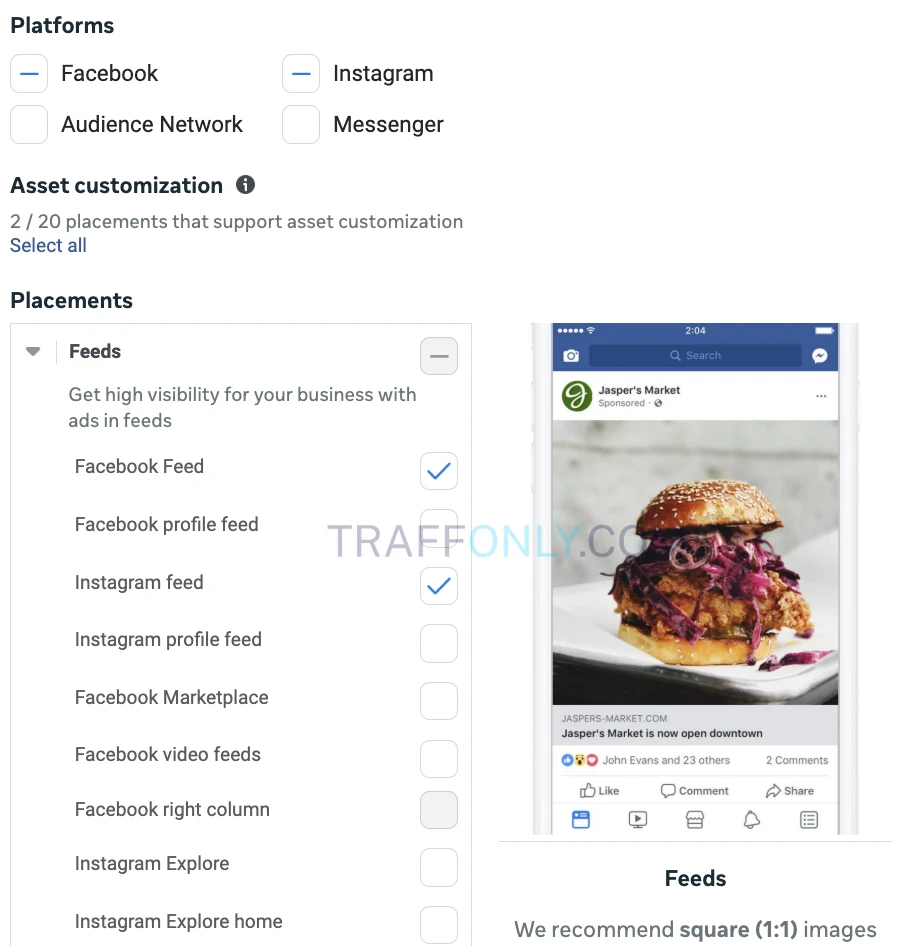 Выбор рекламных площадок и плейсментов Facebook Ads