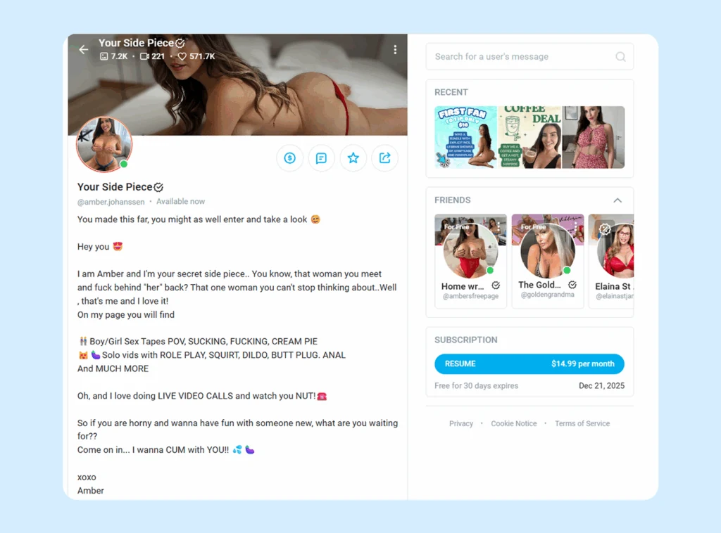 Публикация с платным доступом на OnlyFans