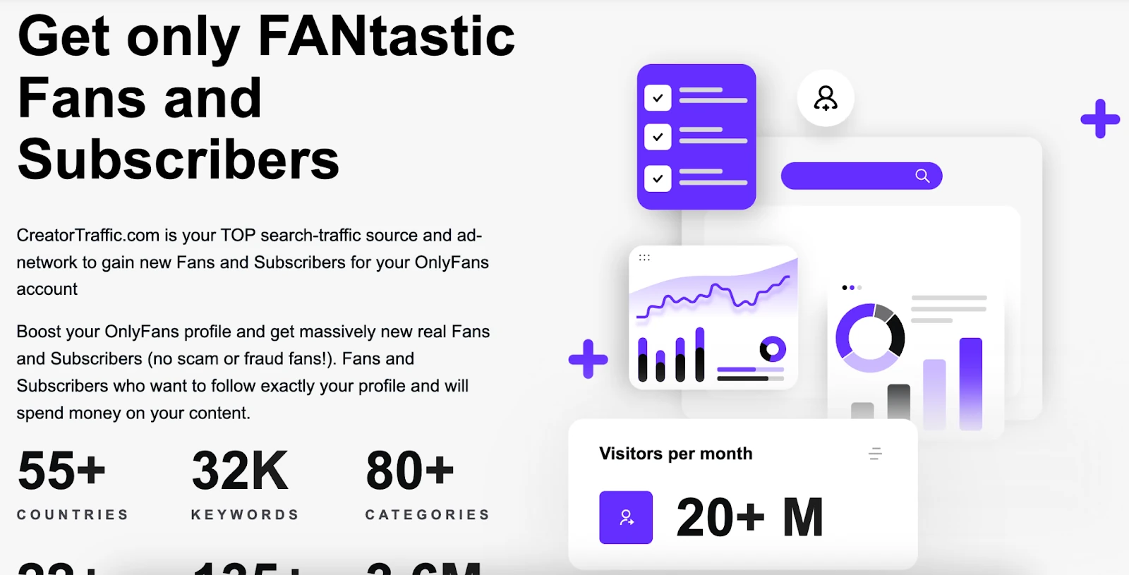 The CreatorTraffic advertising service homepage