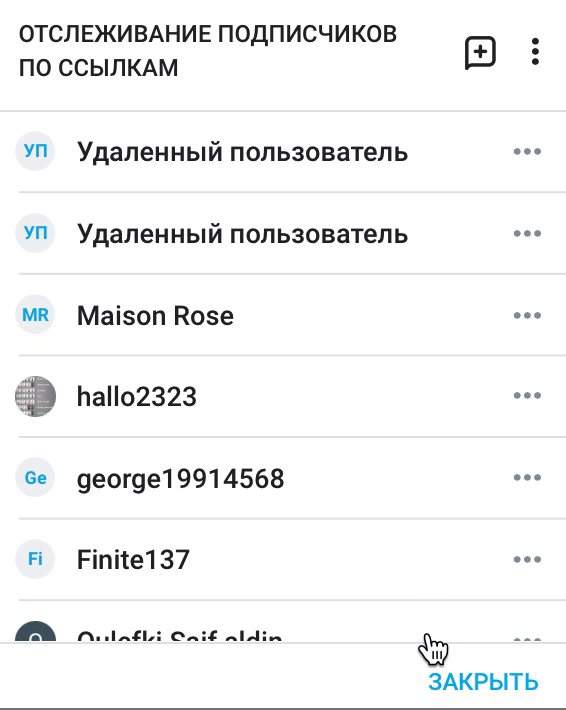 A subscriber list for an OnlyFans tracking link