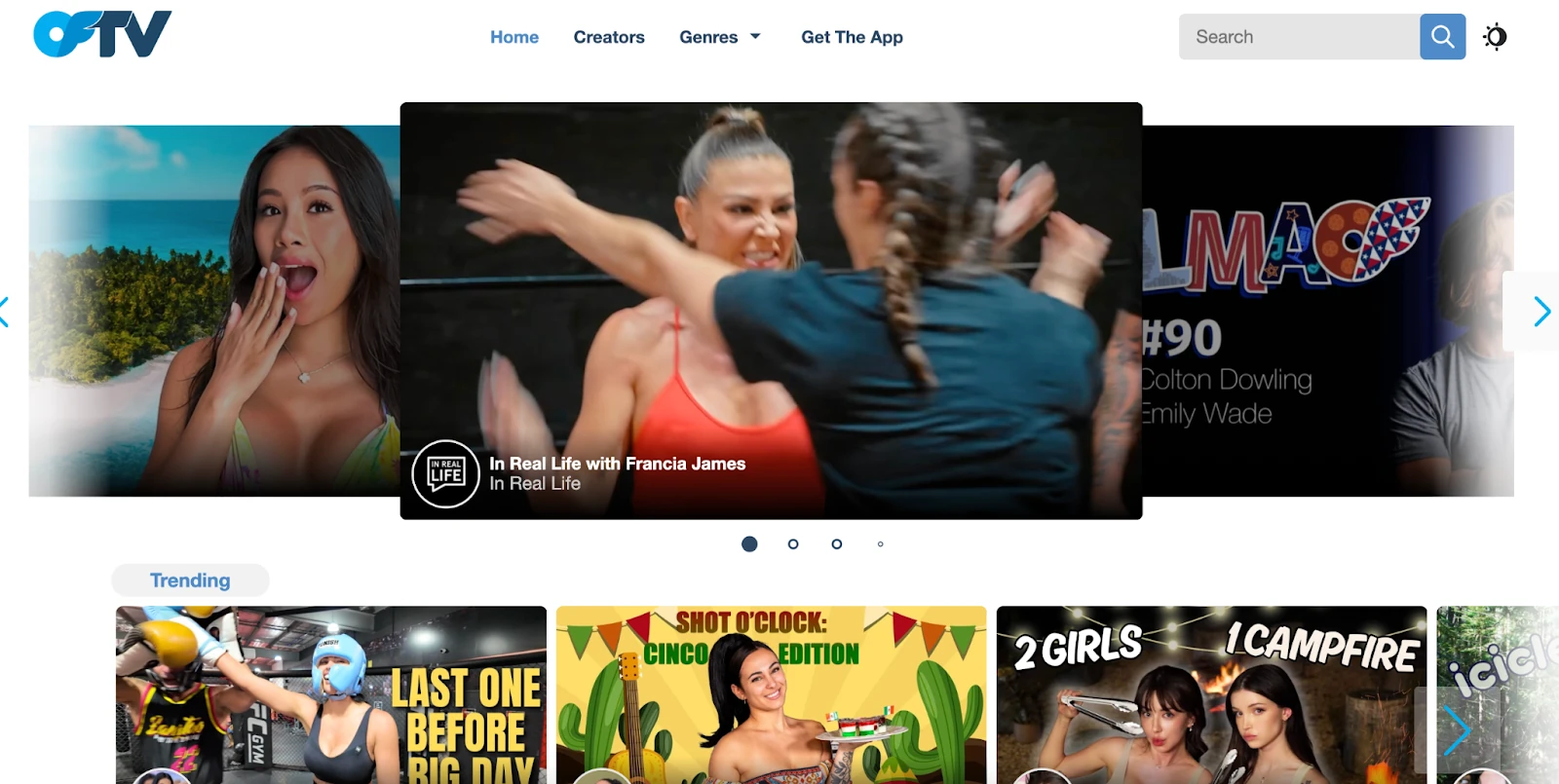 The OFTV video platform homepage