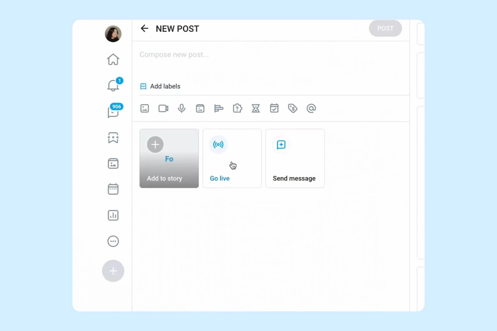 The OnlyFans post editor with options for adding content
