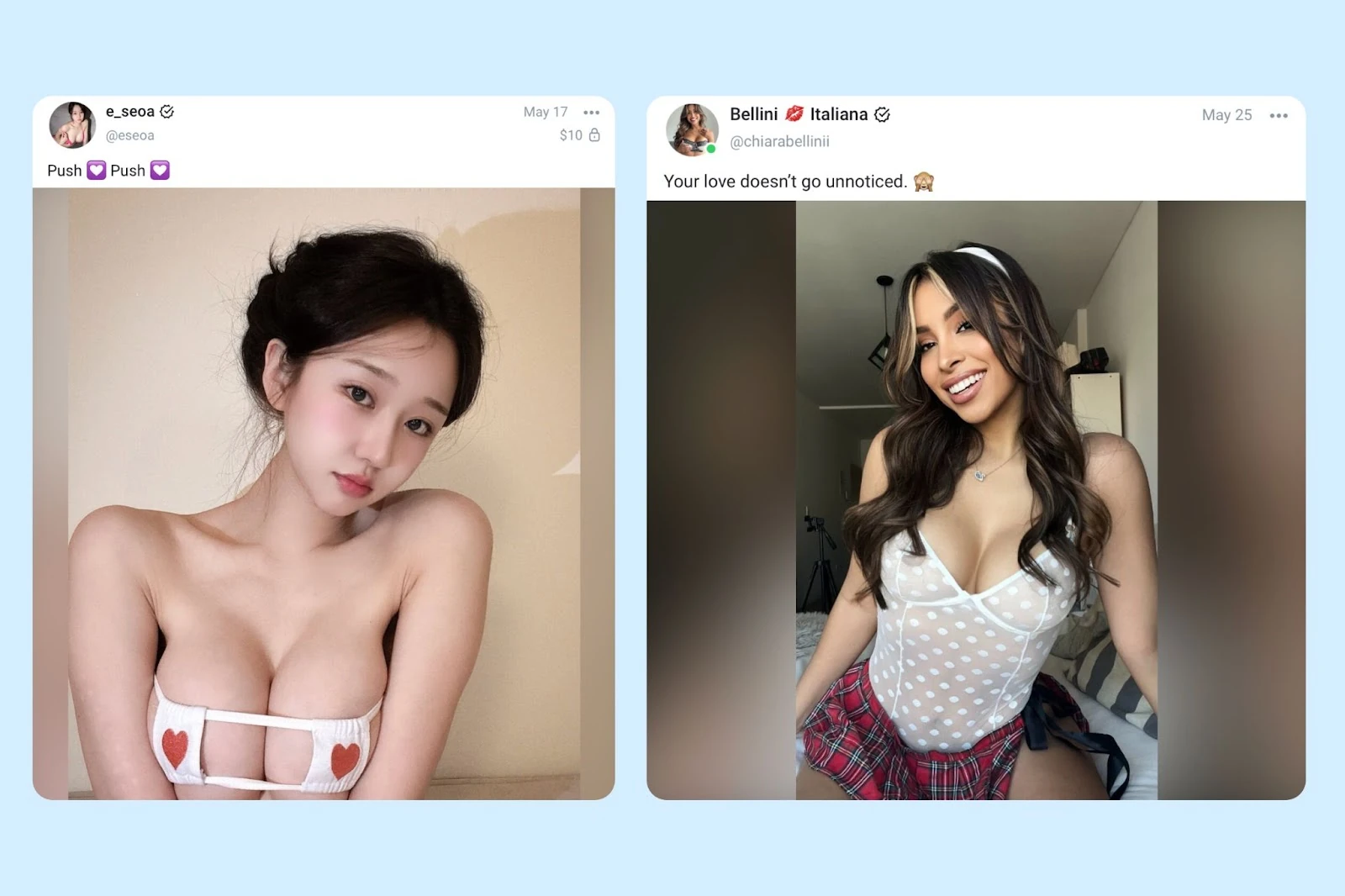 Two examples of creator posts on OnlyFans