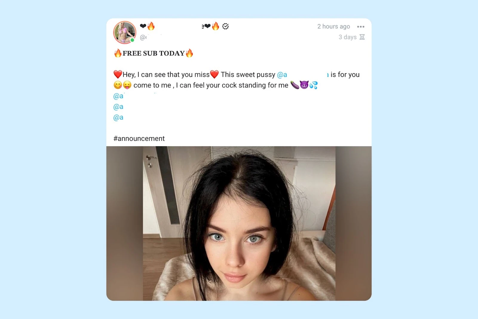 A pinned creator post with an offer for subscribers