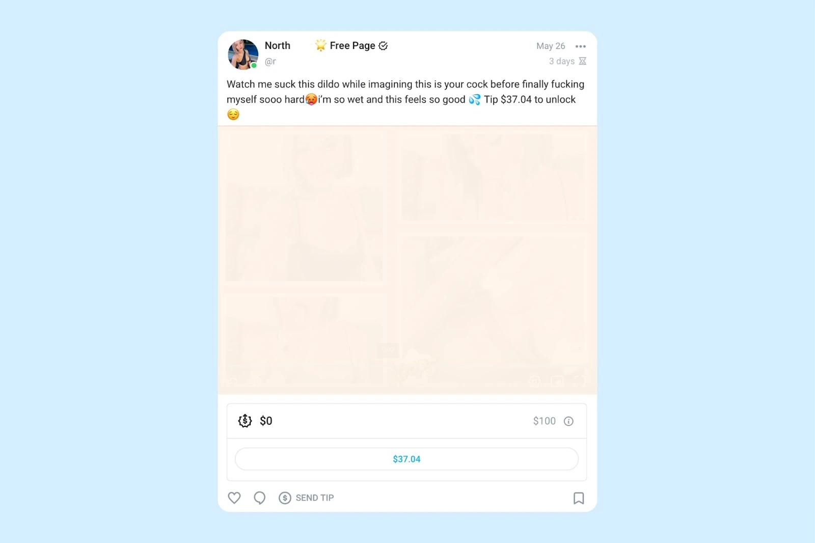 A creator post collecting tips on OnlyFans