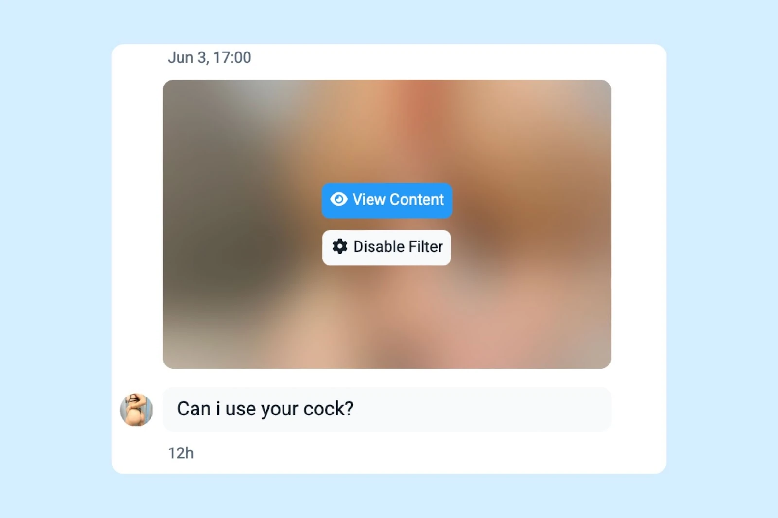 A blurred preview of locked content in a Fansly message