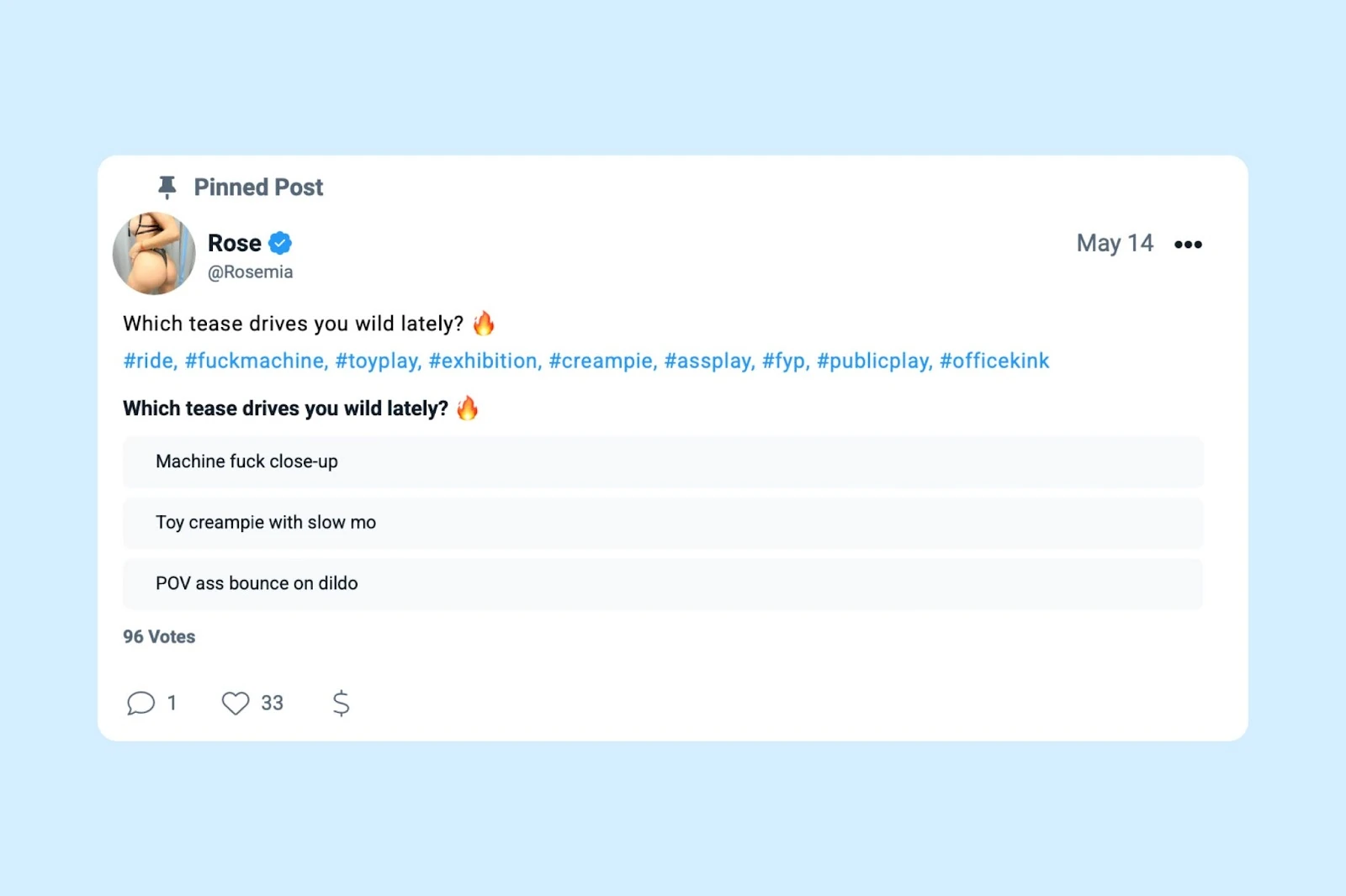 A pinned poll on a Fansly creator page