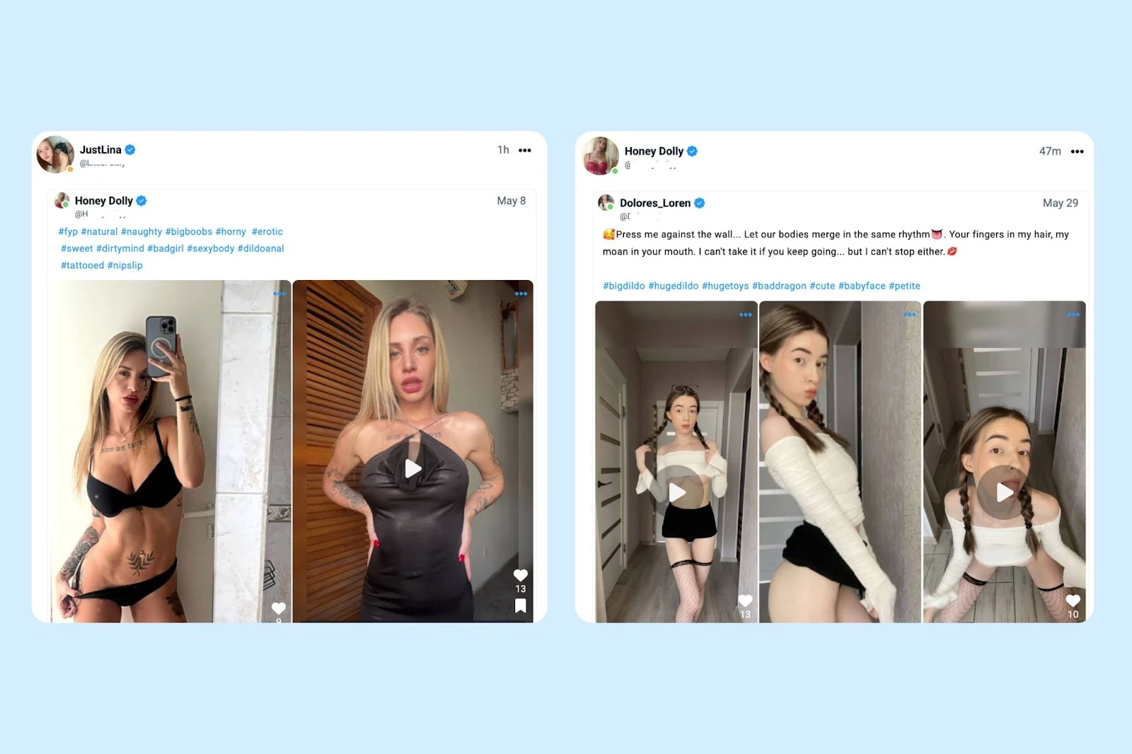 Examples of promotional posts by Fansly creators