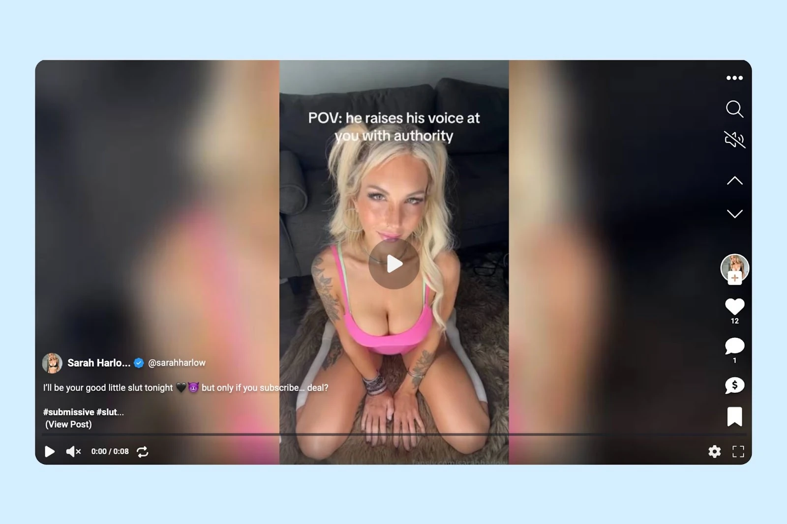 An example short creator video on TikTok