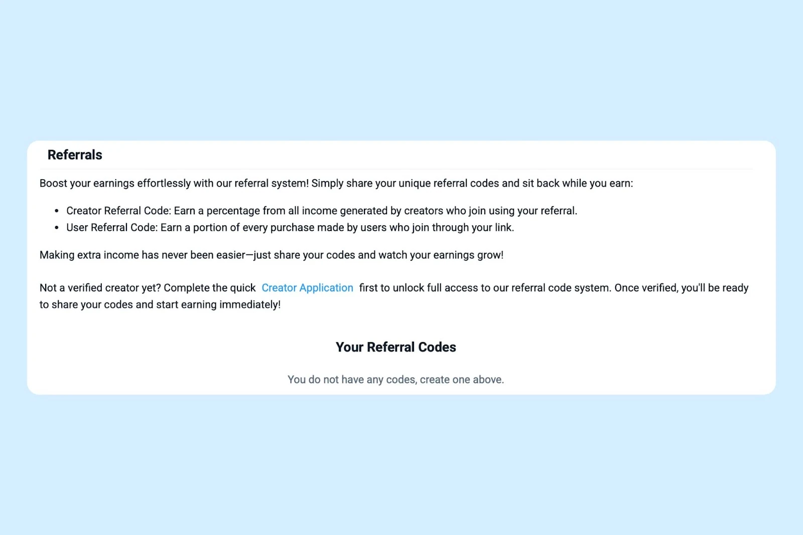 The Fansly referral links and codes section