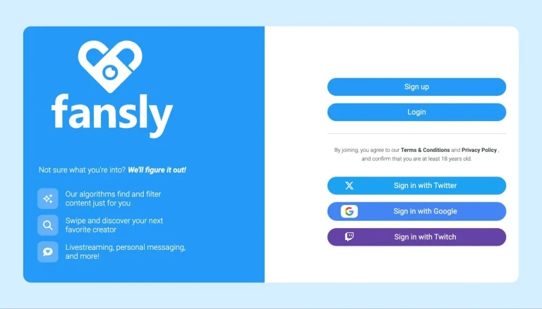 Форма регистрации аккаунта Fansly