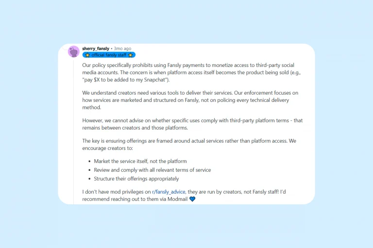 Пояснение Fansly об изменениях требований к контенту