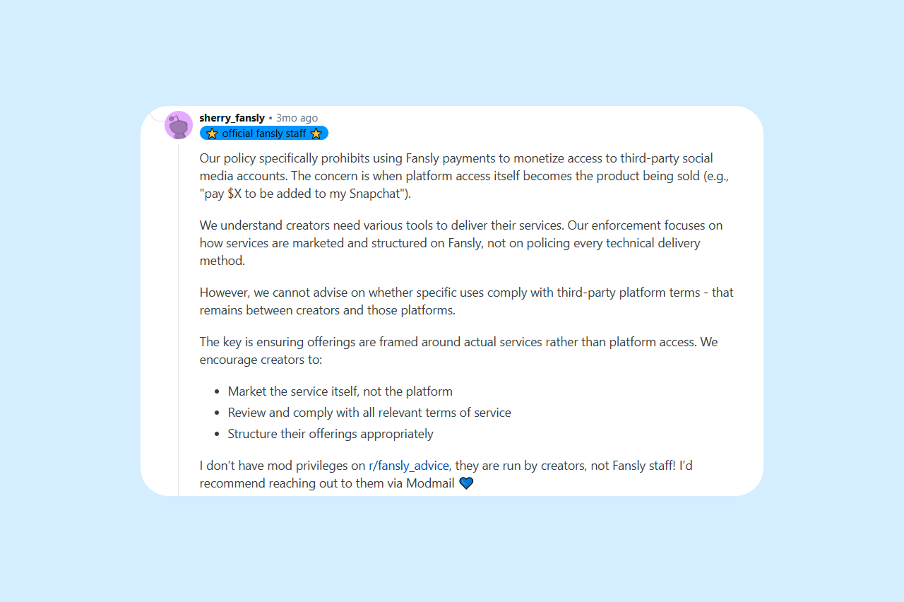 Пояснение Fansly об изменениях требований к контенту