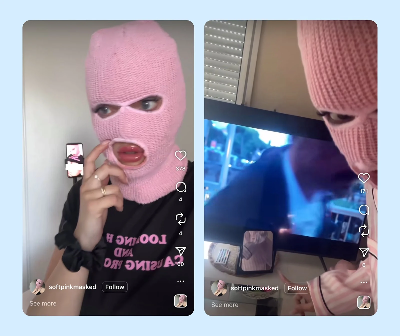 Examples of TikTok videos with the creator’s face covered