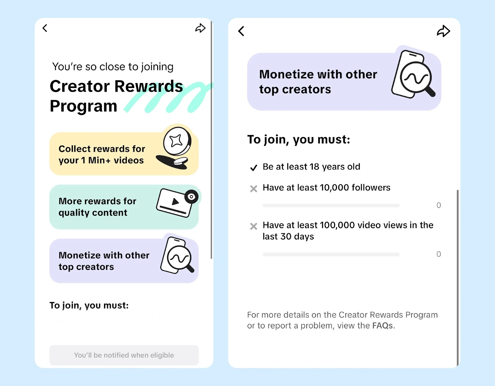 TikTok Creator Rewards Program requirements