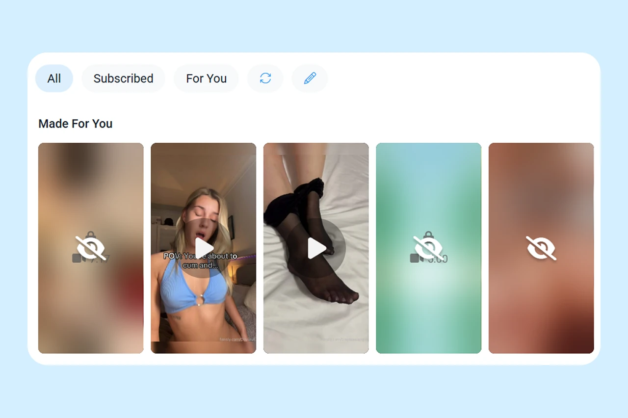 The For You recommendation feed on Fansly